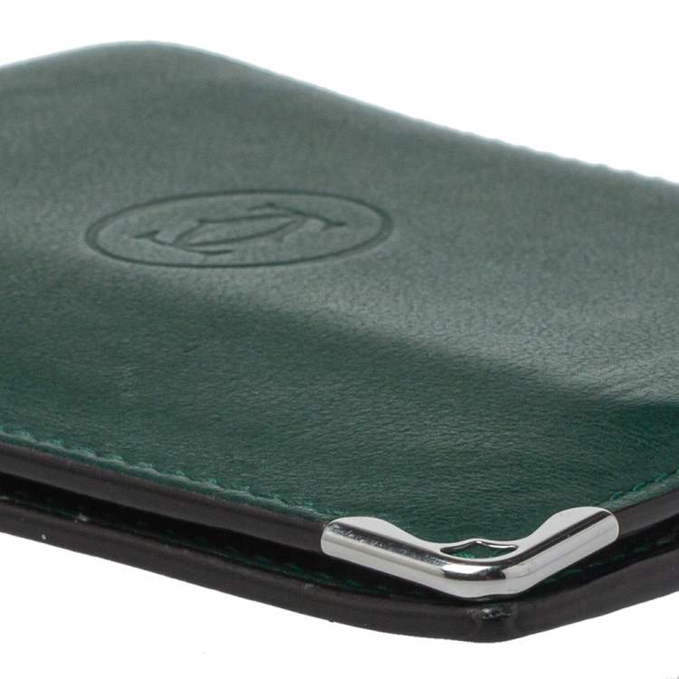 مملوكة مسبقًا Cartier Green Leather Must De Cartier Bifold Wallet 