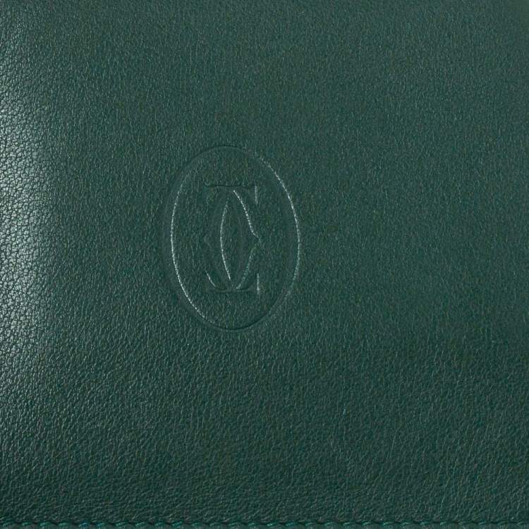 مملوكة مسبقًا Cartier Green Leather Must De Cartier Bifold Wallet 