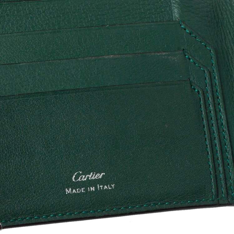 مملوكة مسبقًا Cartier Green Leather Must De Cartier Bifold Wallet 