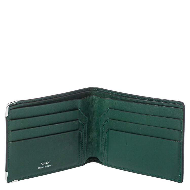 مملوكة مسبقًا Cartier Green Leather Must De Cartier Bifold Wallet 