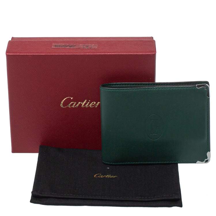 مملوكة مسبقًا Cartier Green Leather Must De Cartier Bifold Wallet 