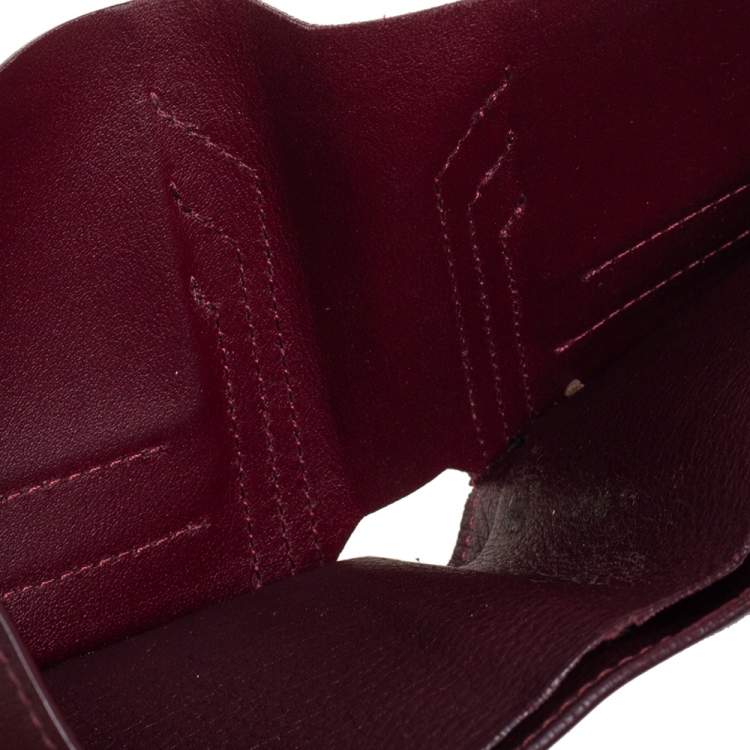Pre Owned Cartier Maroon Leather Must De Cartier 6CC Bifold Wallet