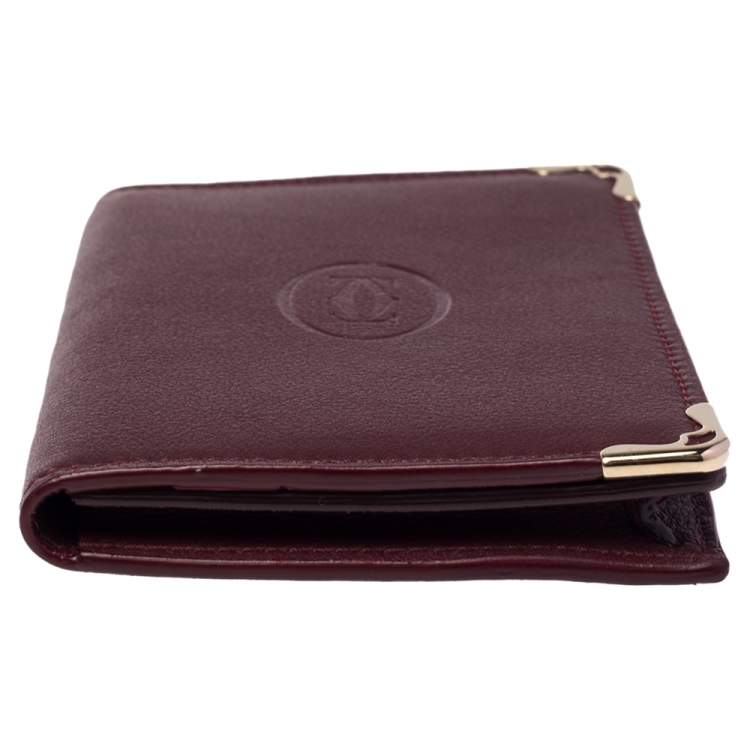 مملوكة مسبقًا Cartier Burgundy Leather Must De Cartier Card Holder