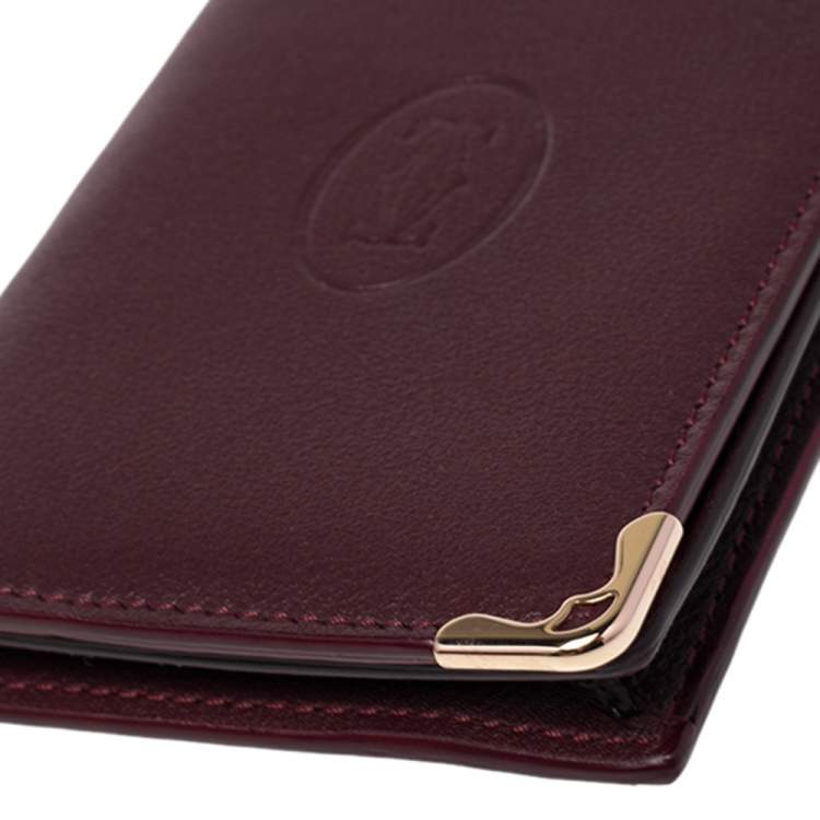 مملوكة مسبقًا Cartier Burgundy Leather Must De Cartier Card Holder
