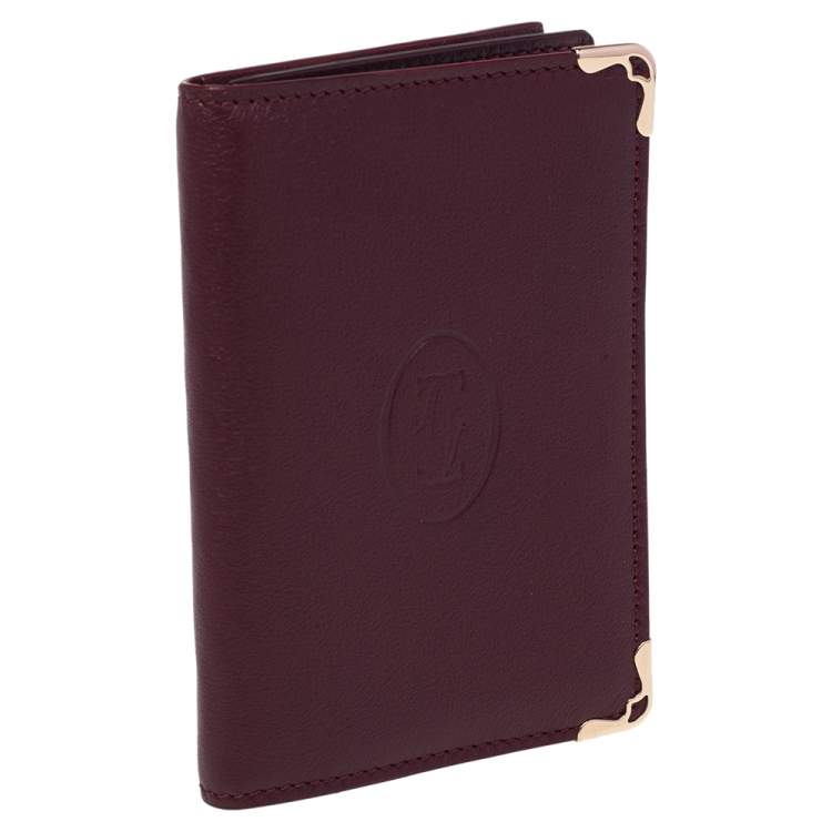 مملوكة مسبقًا Cartier Burgundy Leather Must De Cartier Card Holder