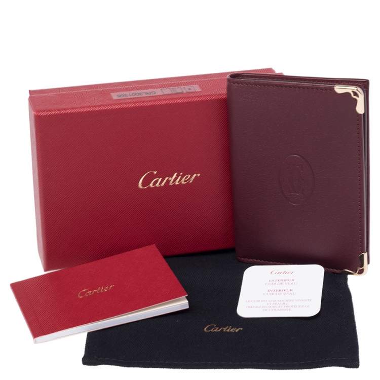 مملوكة مسبقًا Cartier Burgundy Leather Must De Cartier Card Holder