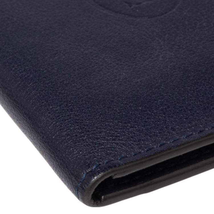 Pre Owned Cartier Navy Blue Leather Must De Cartier Card Holder