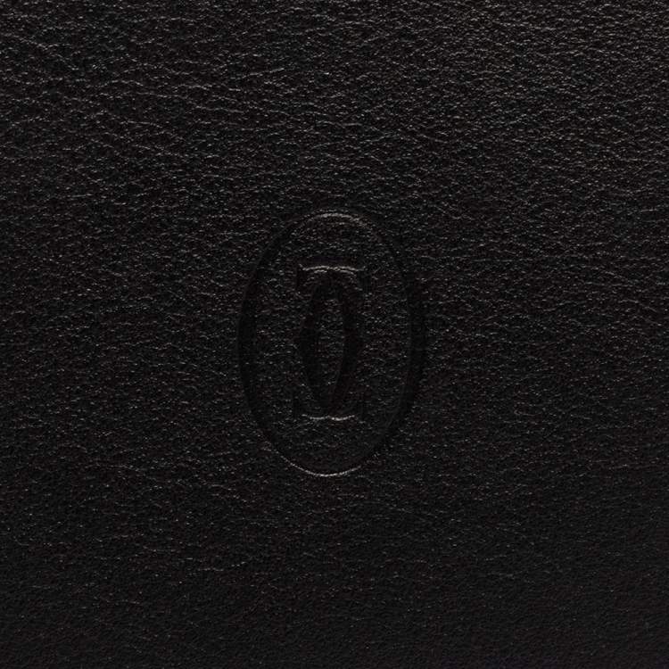 Pre Owned Cartier Black Leather Must De Cartier 6CC Bifold Wallet