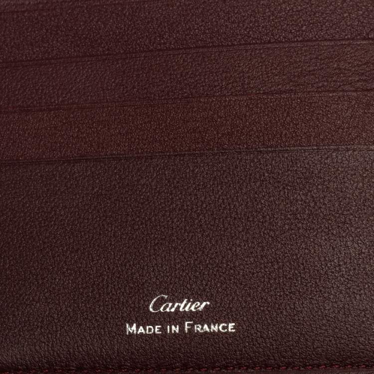 Pre Owned Cartier Black Leather Must De Cartier 6CC Bifold Wallet