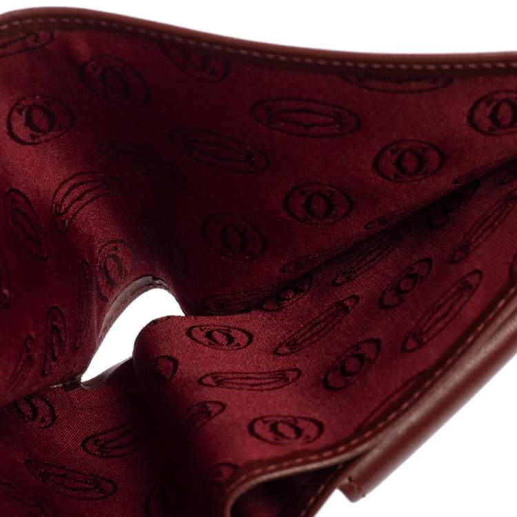 Pre Owned Cartier Maroon Leather Must De Cartier Bifold Wallet