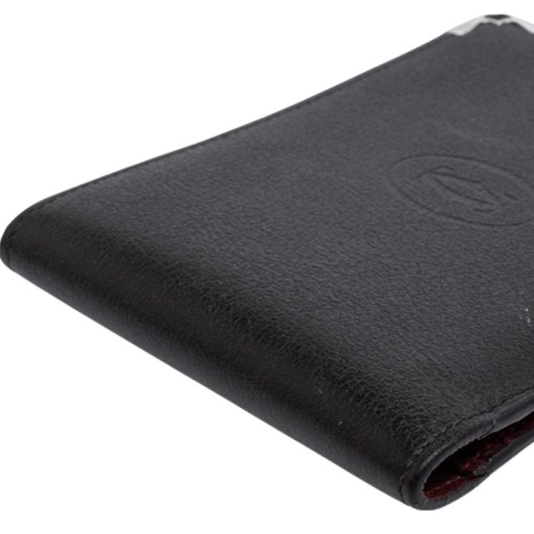 Pre Owned Cartier Black Leather Must De Cartier Bifold Wallet