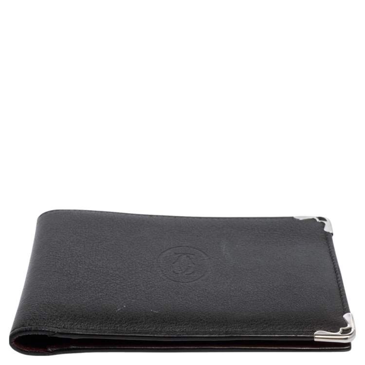 Pre Owned Cartier Black Leather Must De Cartier Bifold Wallet
