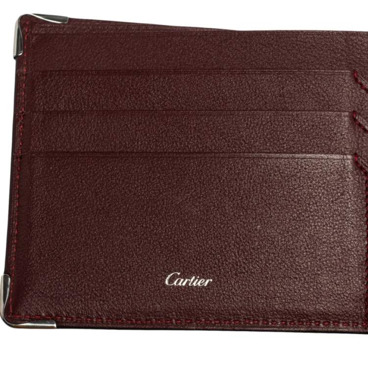 Pre Owned Cartier Black Leather Must De Cartier Bifold Wallet