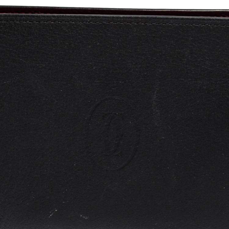 Pre Owned Cartier Black Leather Must De Cartier Bifold Wallet