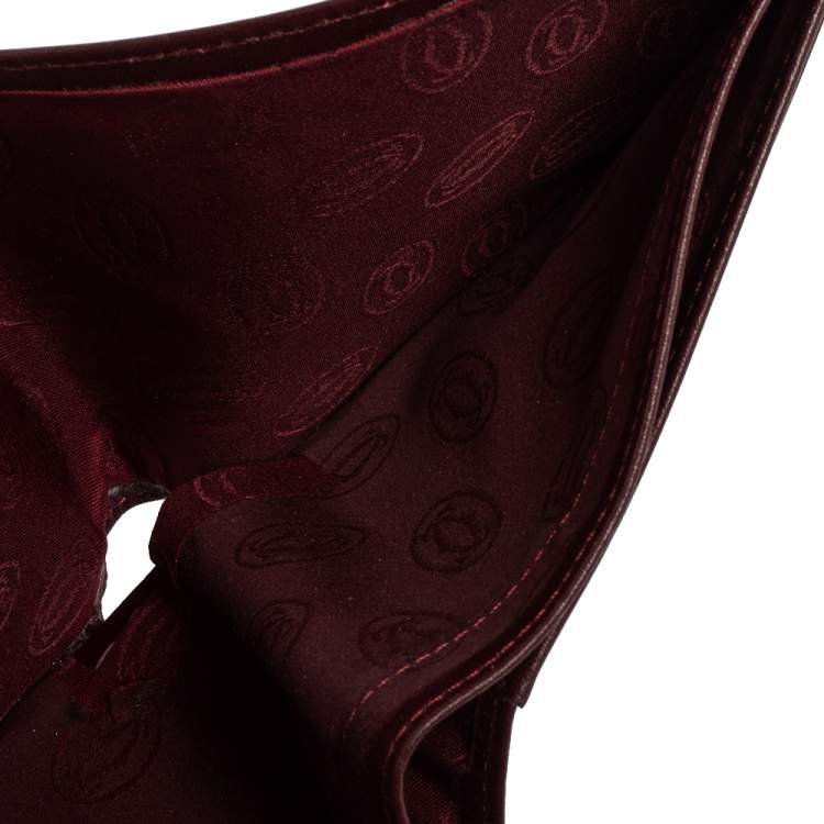 Pre Owned Cartier Burgundy Leather Must De Cartier 6CC Bifold Wallet