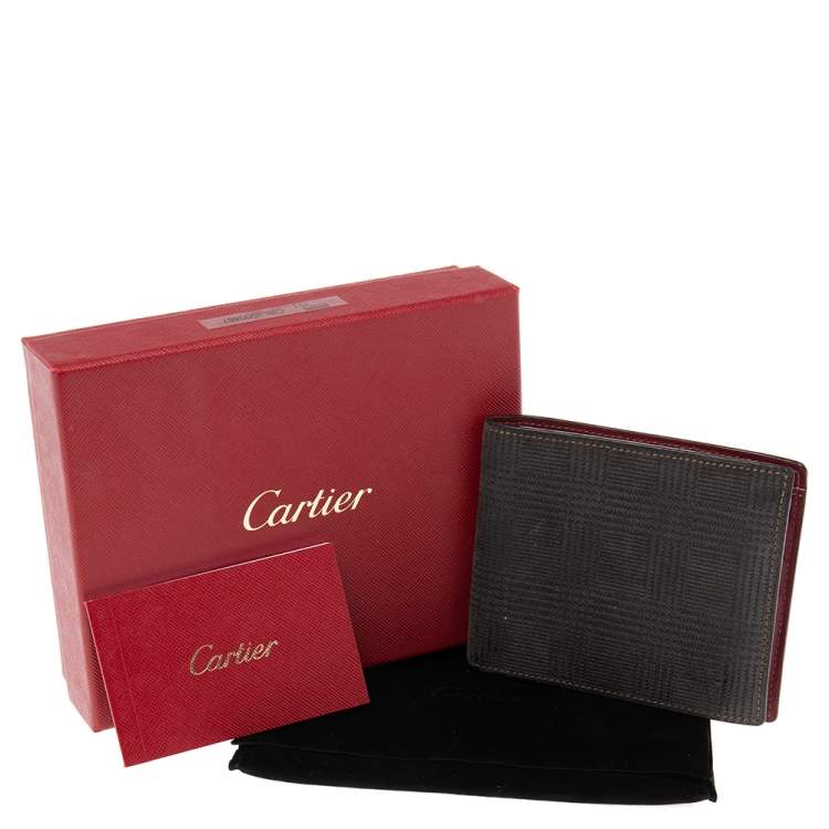 Pre Owned Cartier Dark Grey Suede Banknote 6CC Wallet