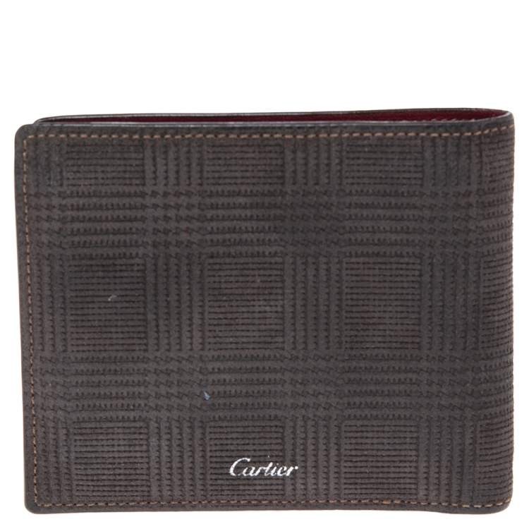 Pre Owned Cartier Dark Grey Suede Banknote 6CC Wallet