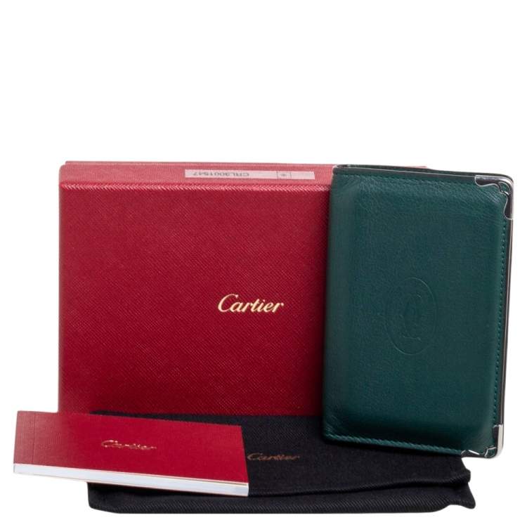 Pre Owned Cartier Green Leather Must de Cartier Card Holder