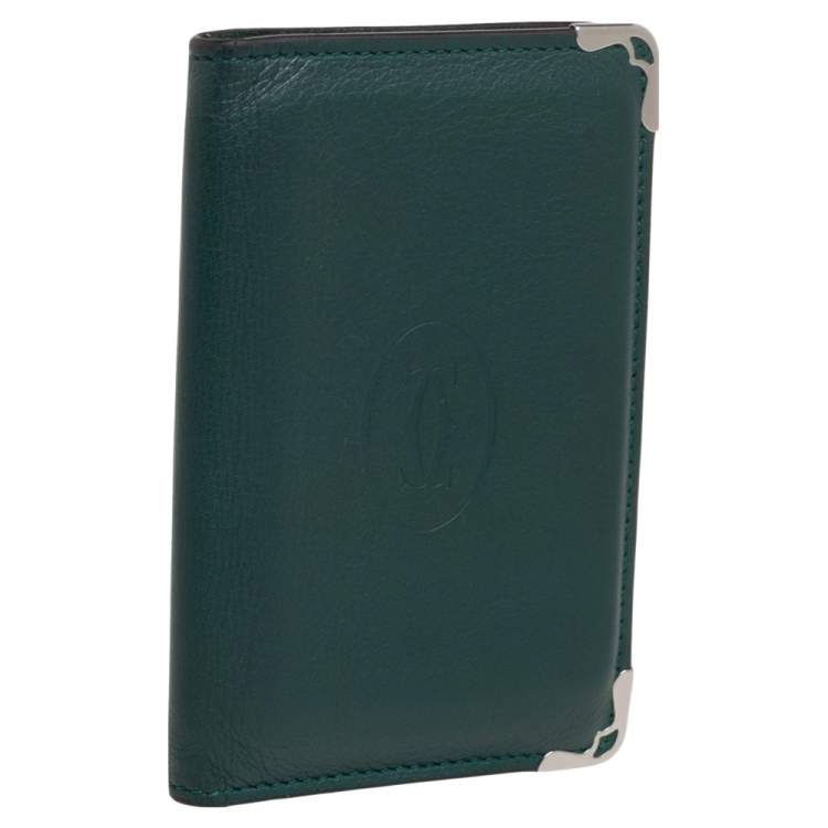 Pre Owned Cartier Green Leather Must de Cartier Card Holder