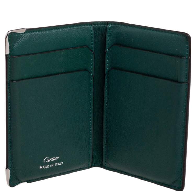 Pre Owned Cartier Green Leather Must de Cartier Card Holder