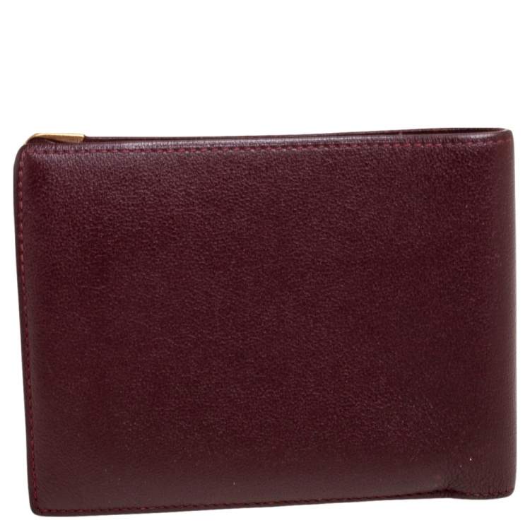 Pre Owned Cartier Burgundy Leather Must De Cartier Bifold Wallet