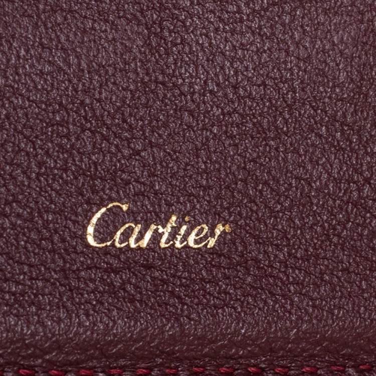 Pre Owned Cartier Burgundy Leather Must De Cartier Bifold Wallet