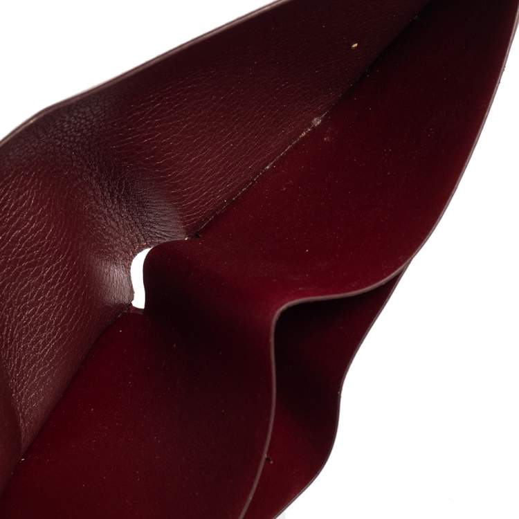 Pre Owned Cartier Dark Red Leather Must De Cartier 6CC Bifold Wallet