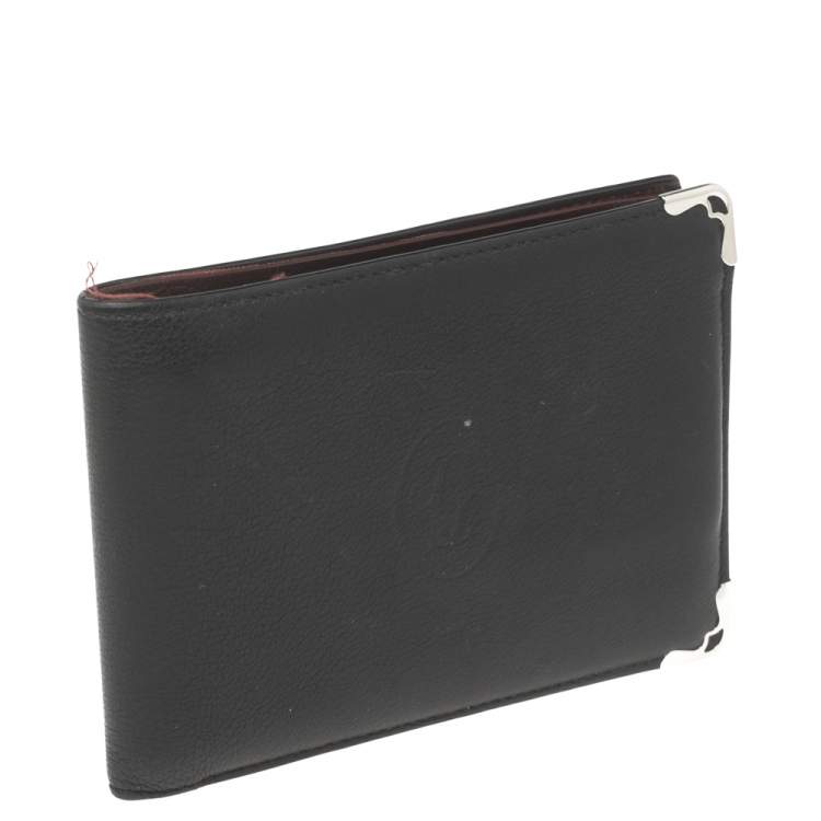 Pre Owned Cartier Black Leather Must de Cartier Bifold Wallet