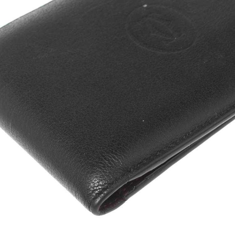 Pre Owned Cartier Black Leather Must de Cartier Bifold Wallet