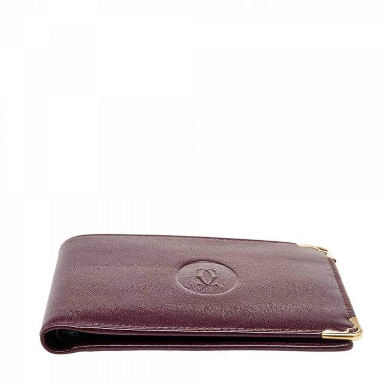 Pre Owned Cartier Burgundy Leather Must de Cartier Bifold Wallet