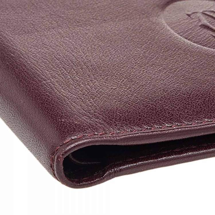 Pre Owned Cartier Burgundy Leather Must de Cartier Bifold Wallet