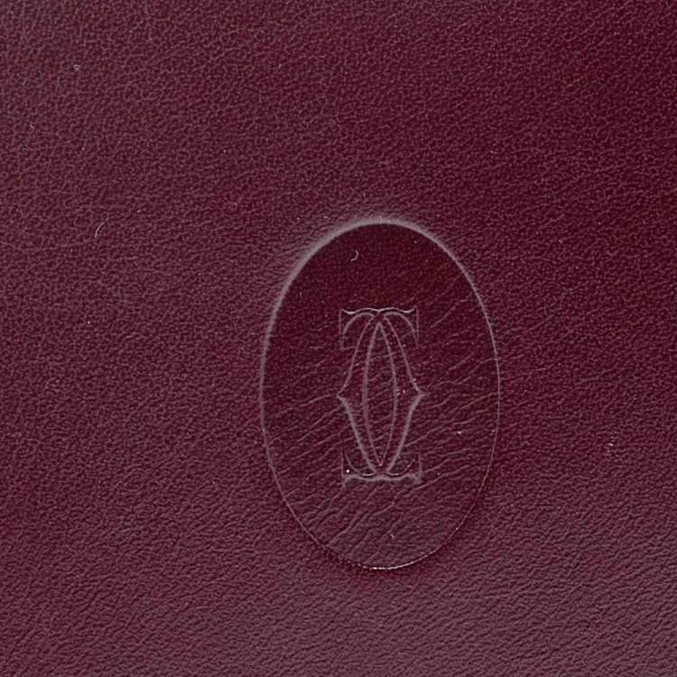 Pre Owned Cartier Burgundy Leather Must de Cartier Bifold Wallet