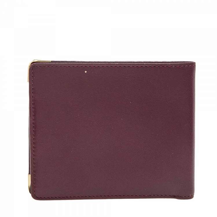 Pre Owned Cartier Burgundy Leather Must de Cartier Bifold Wallet