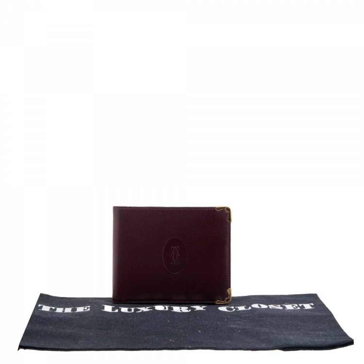 Pre Owned Cartier Burgundy Leather Must de Cartier Bifold Wallet