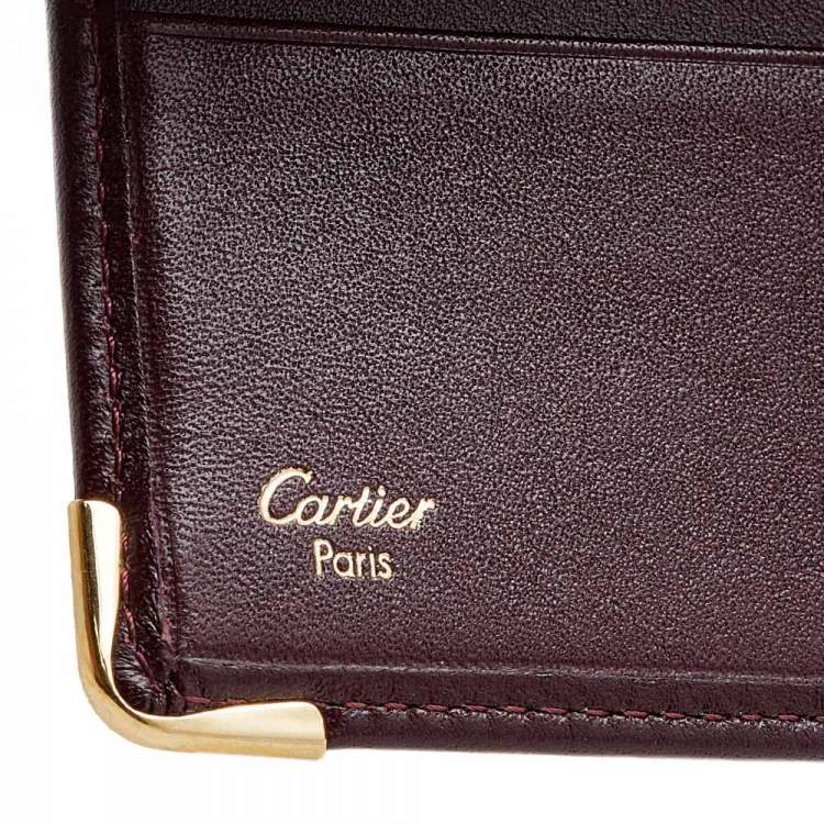 Pre Owned Cartier Burgundy Leather Must de Cartier Bifold Wallet