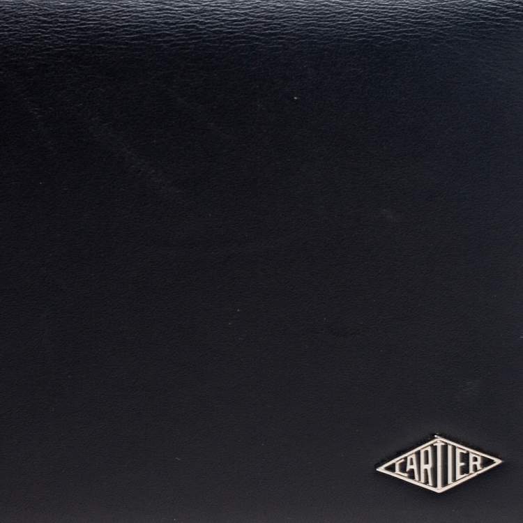 Pre Owned Cartier Black Leather Louis Cartier Bifold Continental Wallet