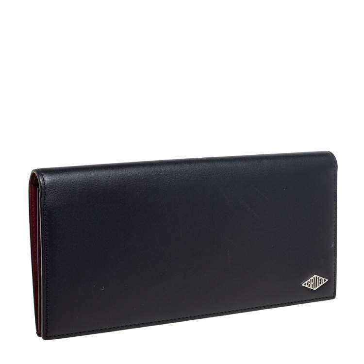 Pre Owned Cartier Black Leather Louis Cartier Bifold Continental Wallet