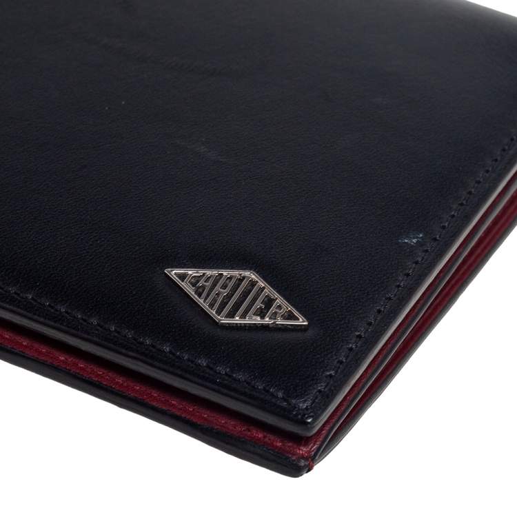 Pre Owned Cartier Black Leather Louis Cartier Bifold Continental Wallet