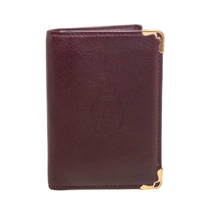 Pre Owned Cartier Burgundy Leather Must de Cartier Bifold Card Holder