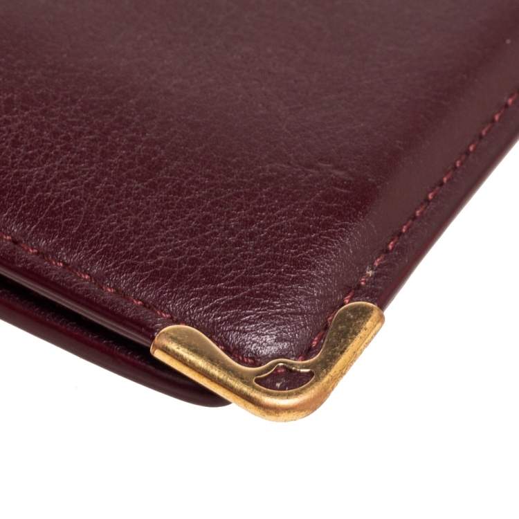 Pre Owned Cartier Burgundy Leather Must de Cartier Bifold Card Holder