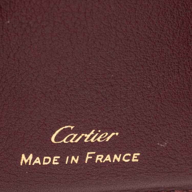 Pre Owned Cartier Burgundy Leather Must de Cartier Bifold Card Holder