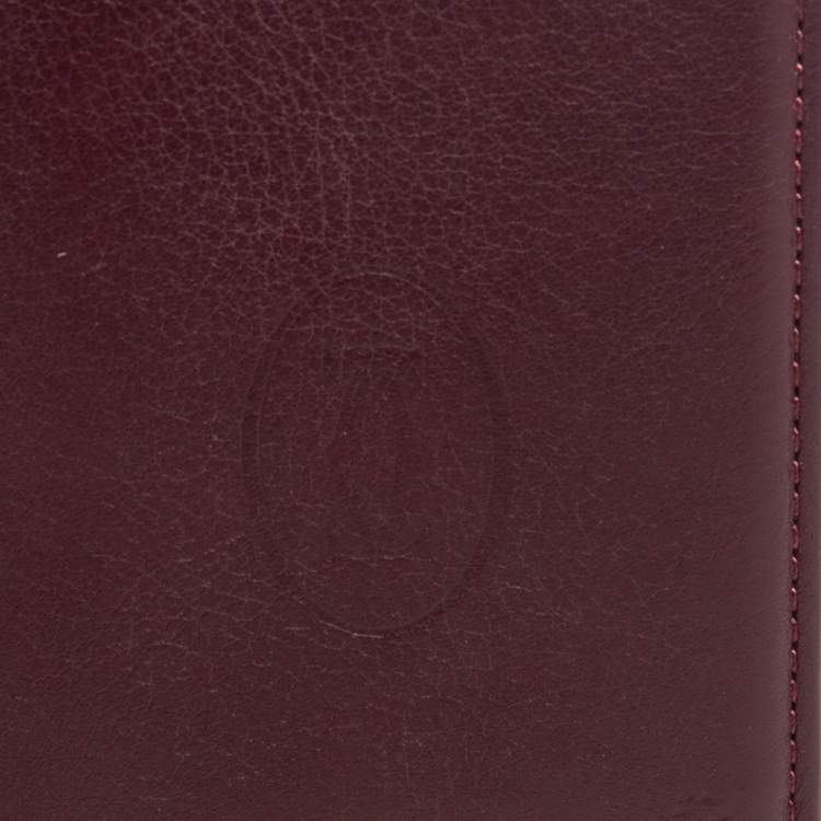 Pre Owned Cartier Burgundy Leather Must de Cartier Bifold Card Holder