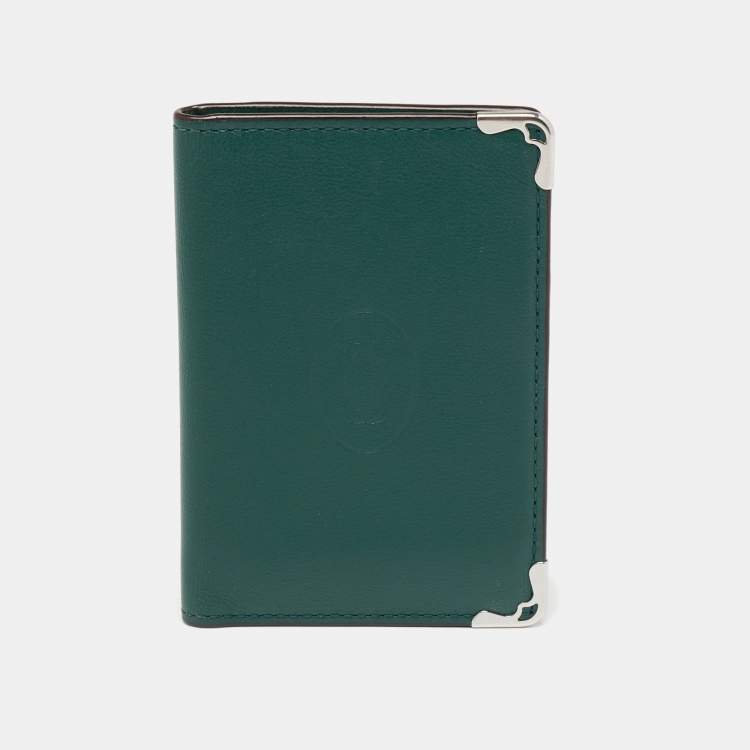 Pre Owned Cartier Green Leather Must De Cartier Card Holder