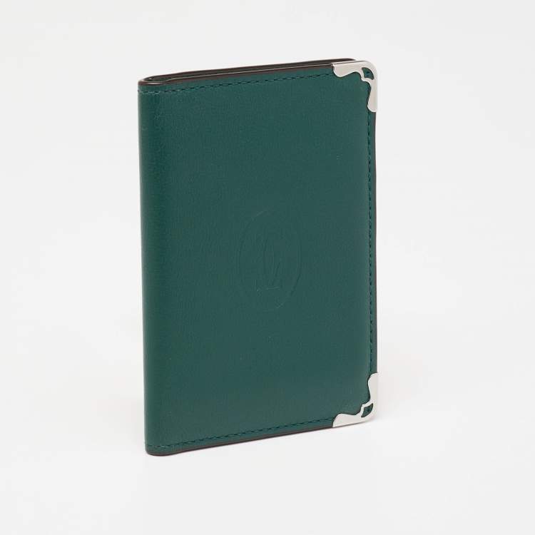 Pre Owned Cartier Green Leather Must De Cartier Card Holder