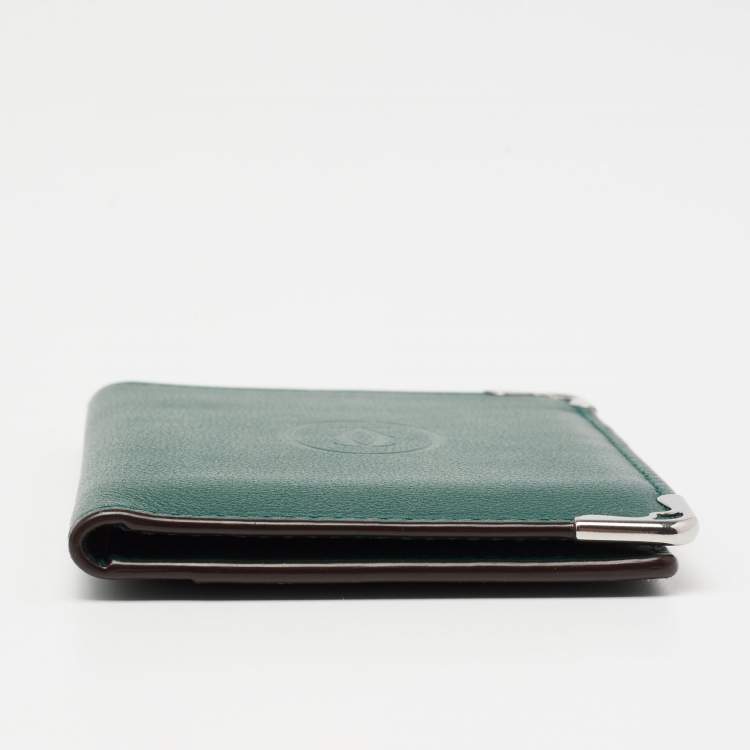 Pre Owned Cartier Green Leather Must De Cartier Card Holder