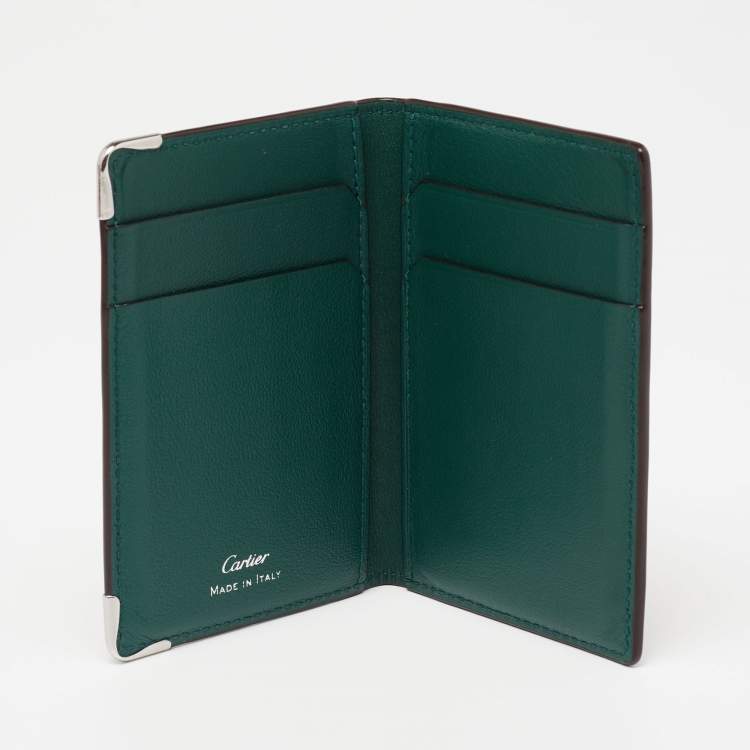 Pre Owned Cartier Green Leather Must De Cartier Card Holder