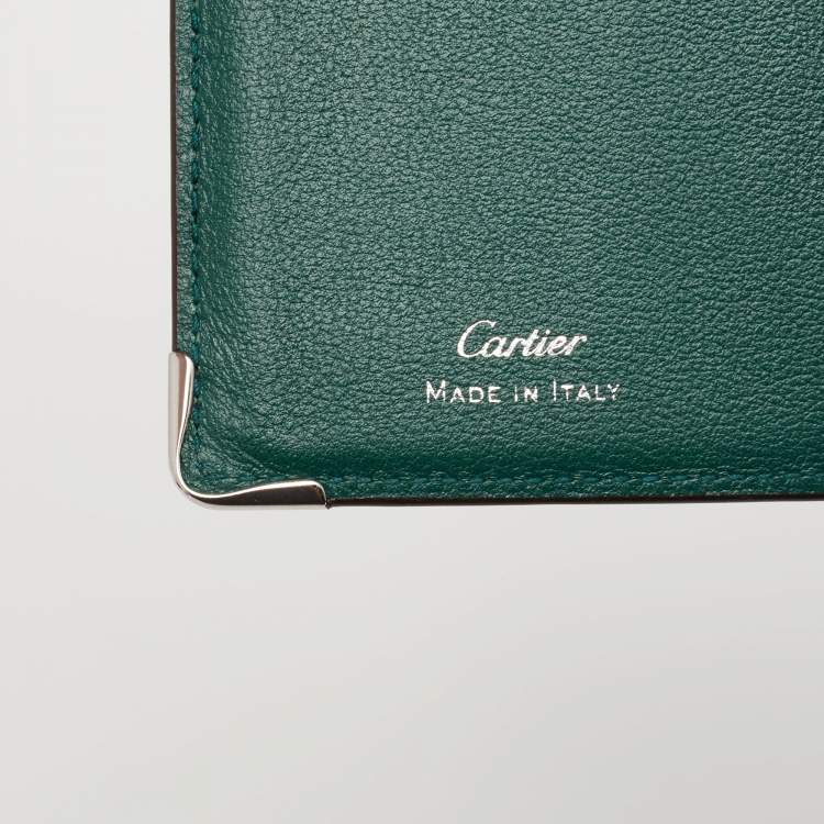 Pre Owned Cartier Green Leather Must De Cartier Card Holder