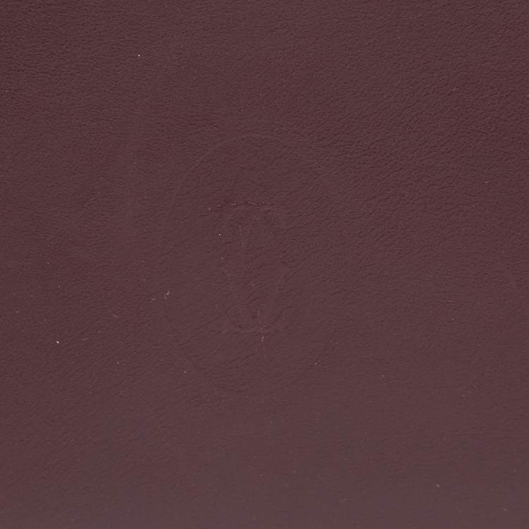 Pre Owned Cartier Maroon Leather Must De Cartier 6CC Bifold Wallet