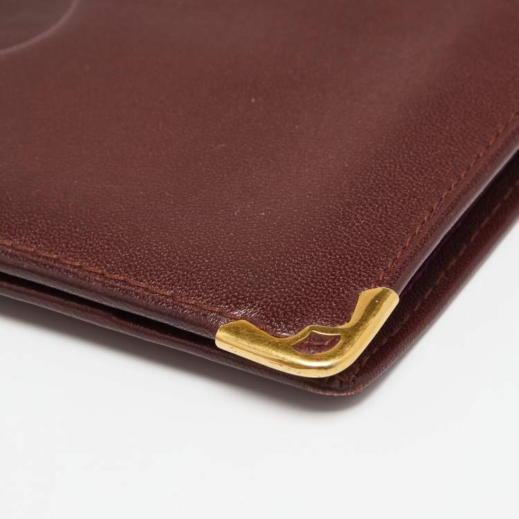 Pre Owned Cartier Burgundy Leather Must de Cartier Checkbook Wallet