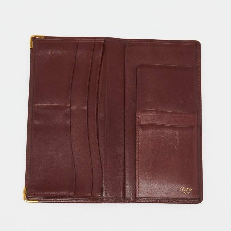 Pre Owned Cartier Burgundy Leather Must de Cartier Checkbook Wallet